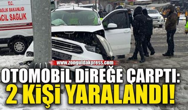 Otomobil kaydı, direğe çarptı: 2 yaralı