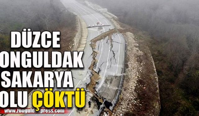 Düzce-Sakarya yolunda çökme...